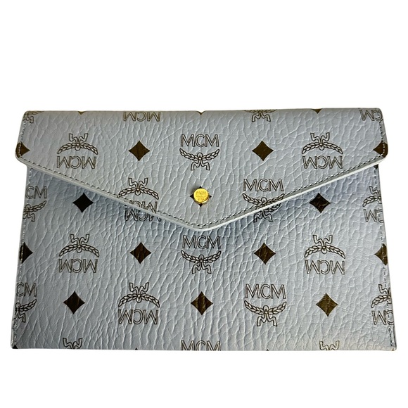 MCM Blue Monogram Clutch
